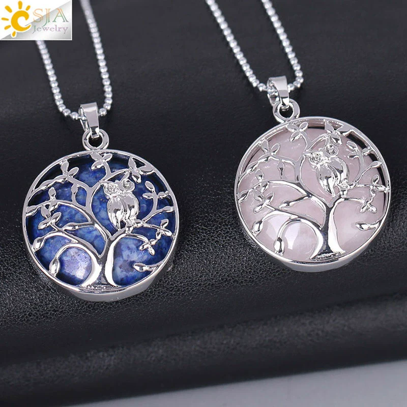 Natural Crystal Small Animal Owl Pendant Necklace Semiprecious Stone Alloy Copper Electroplated Minimalist Fashion Jewelry - Image 2