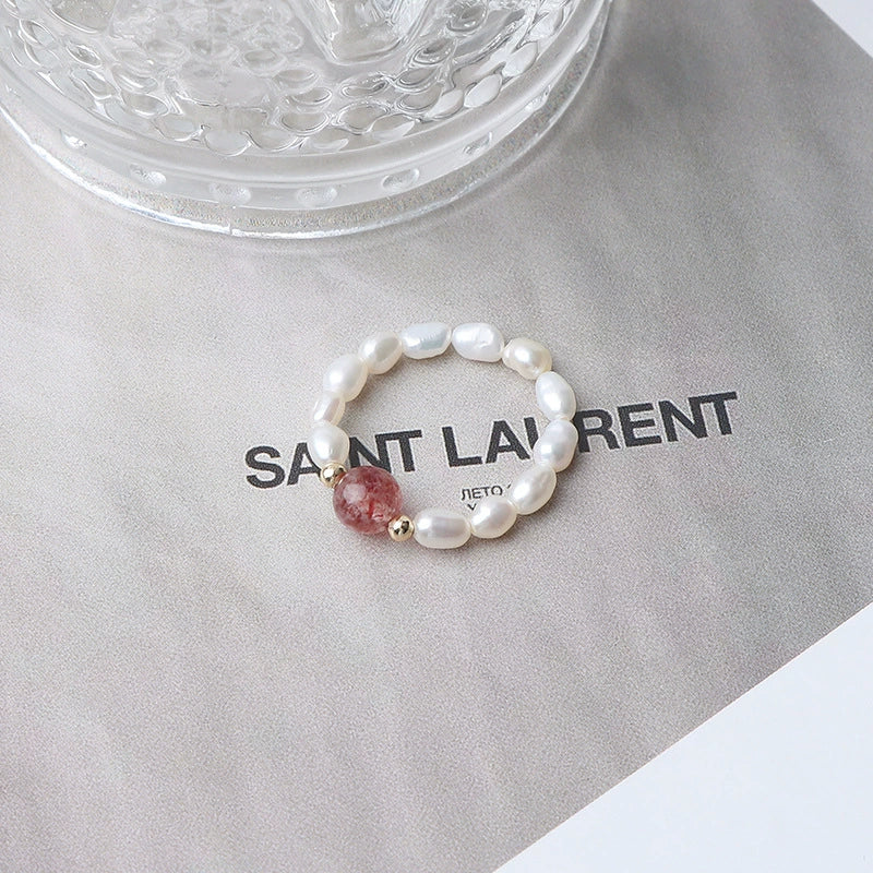 Natural Freshwater Pearl And Pink Crystal Ring 14K Goldfilled Drop Shape Unisex - Image 5