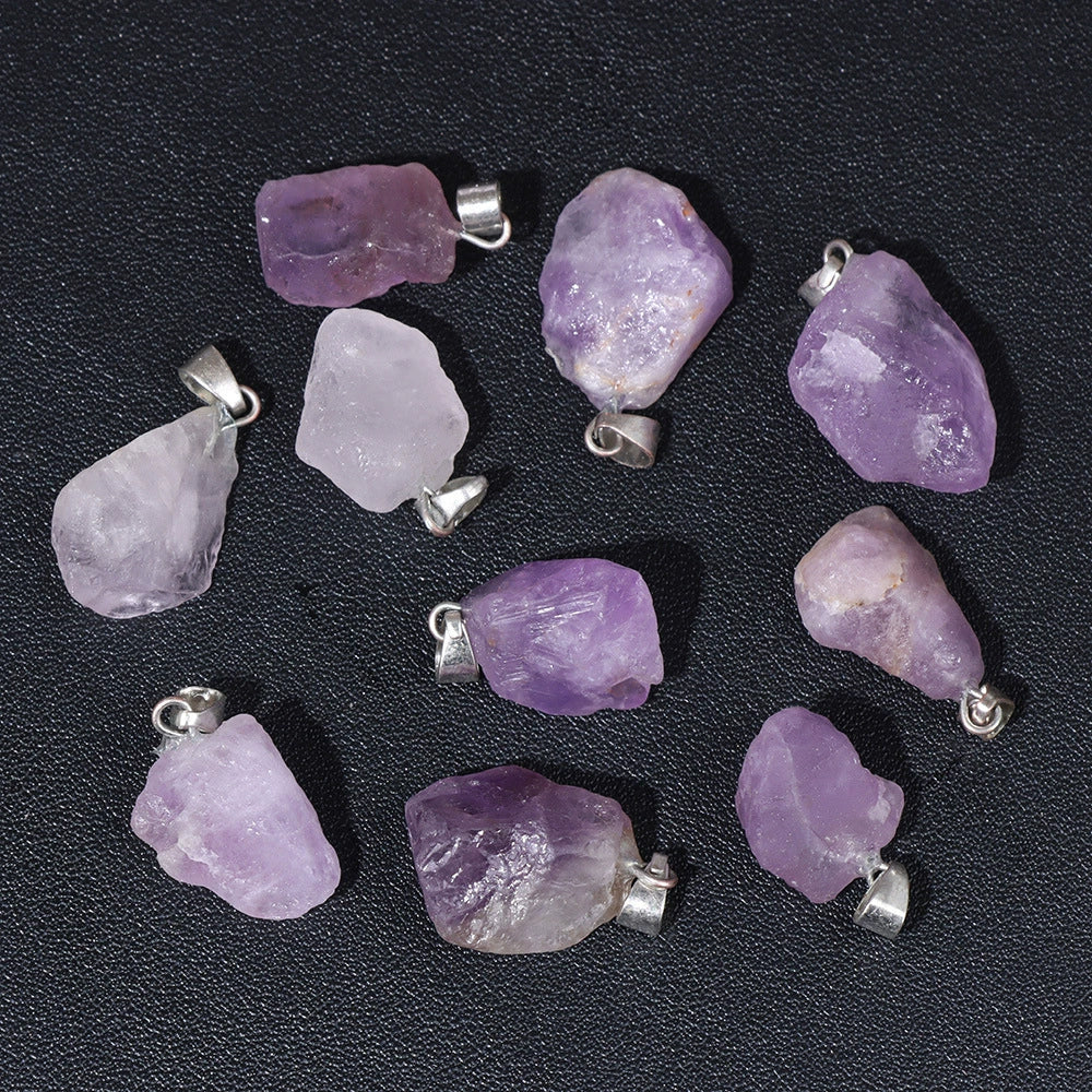 Natural Irregular Gravel Spar Geometric Pendant Stone Necklace Jewelry Accessories - Image 18