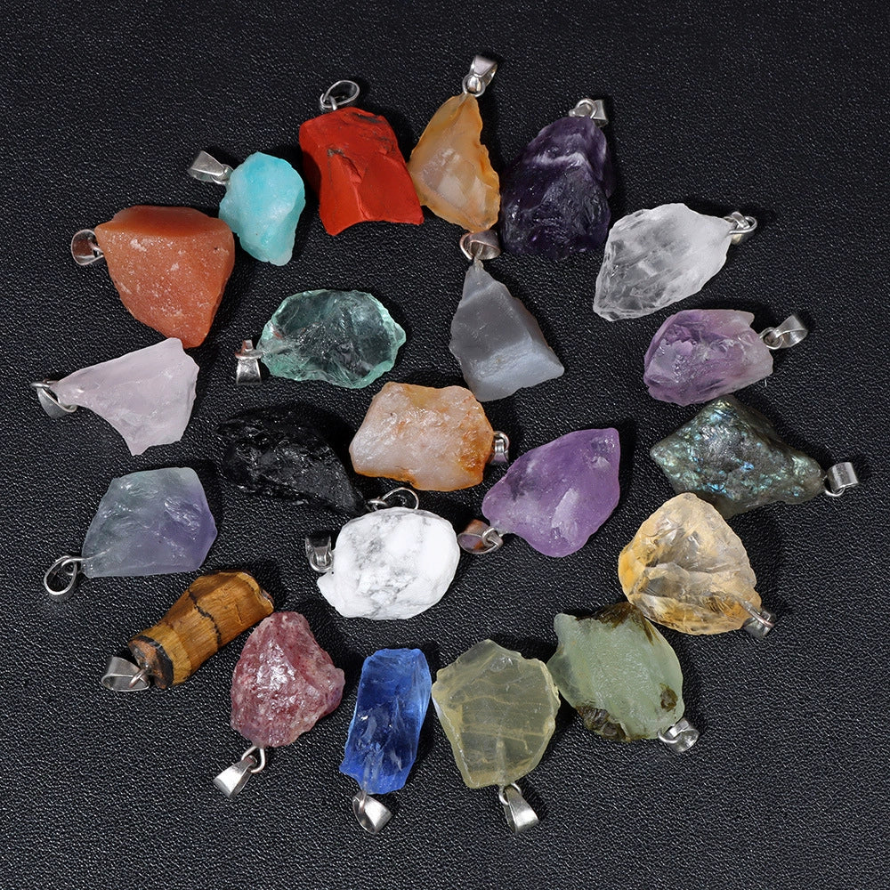 Natural Irregular Gravel Spar Geometric Pendant Stone Necklace Jewelry Accessories - Image 4