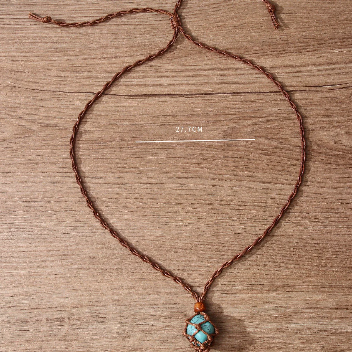 Natural Powder Crystal Necklace Pendant Handwoven With Wax Rope Set With Gems In Doll Heart Geometric Pattern For Women - Image 4