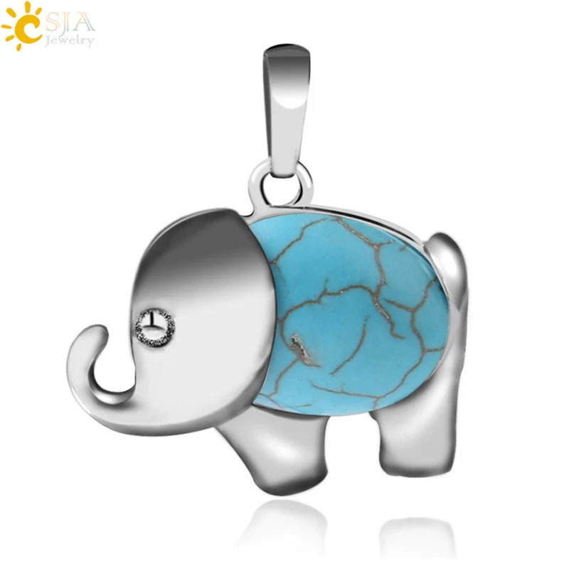 Natural Stone And Alloy Accessories Animal Shape Minimalist Jewelry Small Elephant Necklace Pendant With Electroplating - Image 10