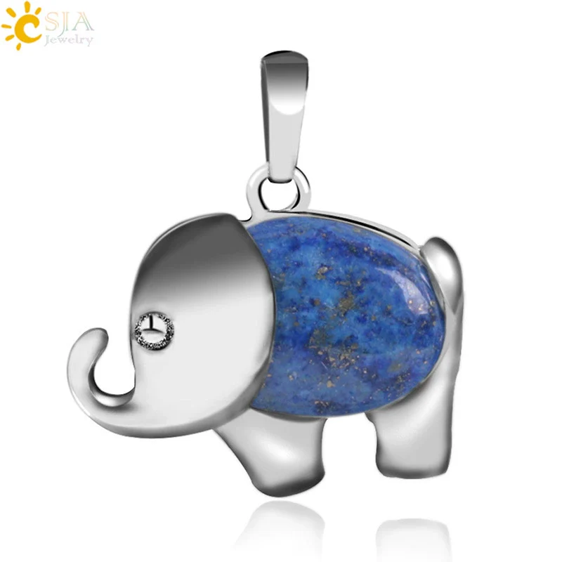 Natural Stone And Alloy Accessories Animal Shape Minimalist Jewelry Small Elephant Necklace Pendant With Electroplating - Image 11