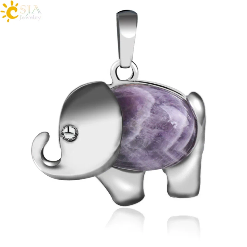 Natural Stone And Alloy Accessories Animal Shape Minimalist Jewelry Small Elephant Necklace Pendant With Electroplating - Image 12