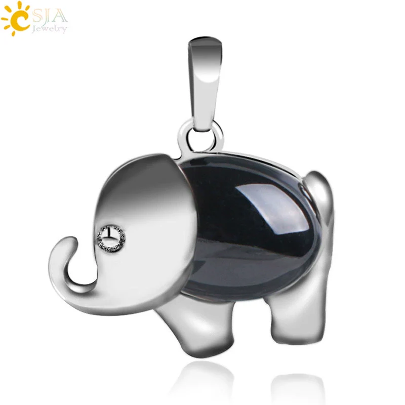 Natural Stone And Alloy Accessories Animal Shape Minimalist Jewelry Small Elephant Necklace Pendant With Electroplating - Image 13