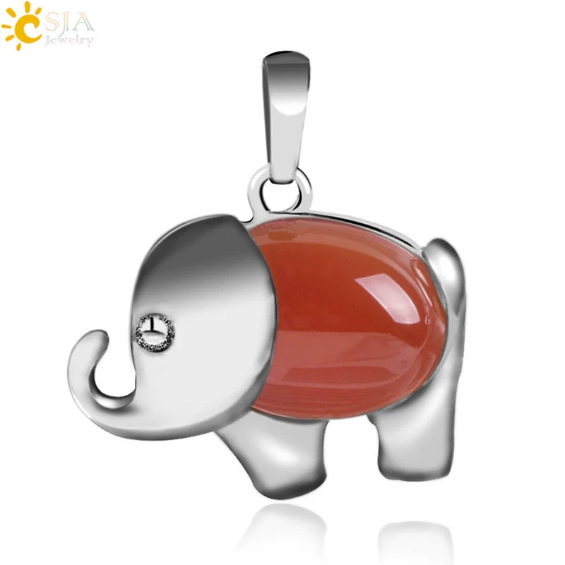 Natural Stone And Alloy Accessories Animal Shape Minimalist Jewelry Small Elephant Necklace Pendant With Electroplating - Image 14
