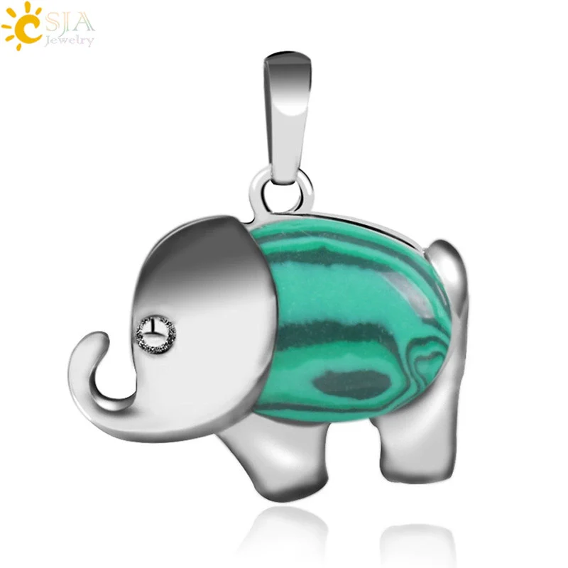 Natural Stone And Alloy Accessories Animal Shape Minimalist Jewelry Small Elephant Necklace Pendant With Electroplating - Image 15