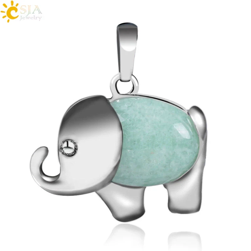 Natural Stone And Alloy Accessories Animal Shape Minimalist Jewelry Small Elephant Necklace Pendant With Electroplating - Image 16