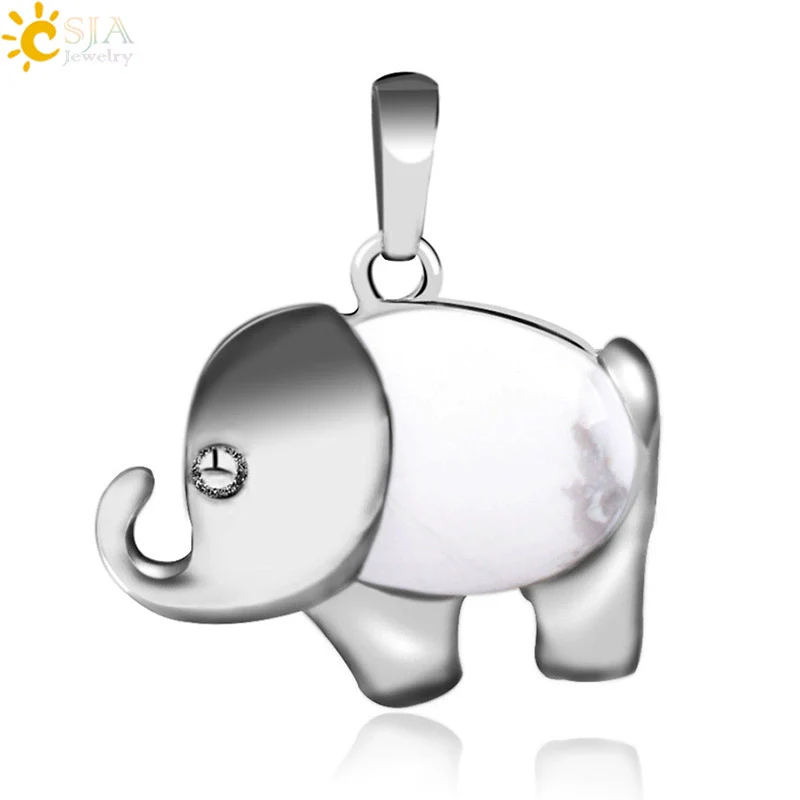Natural Stone And Alloy Accessories Animal Shape Minimalist Jewelry Small Elephant Necklace Pendant With Electroplating - Image 17