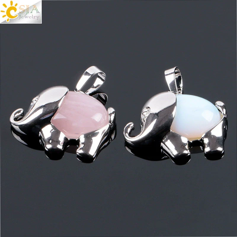 Natural Stone And Alloy Accessories Animal Shape Minimalist Jewelry Small Elephant Necklace Pendant With Electroplating - Image 3