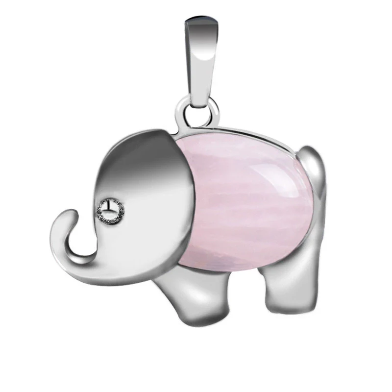 Natural Stone And Alloy Accessories Animal Shape Minimalist Jewelry Small Elephant Necklace Pendant With Electroplating - Image 5