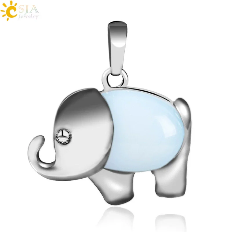 Natural Stone And Alloy Accessories Animal Shape Minimalist Jewelry Small Elephant Necklace Pendant With Electroplating - Image 6