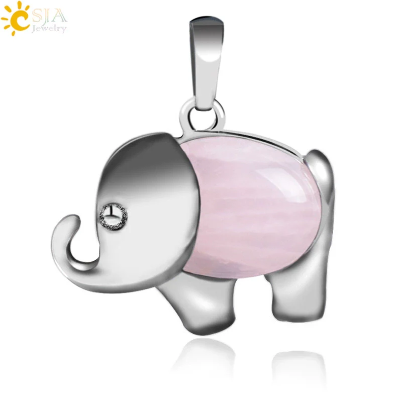 Natural Stone And Alloy Accessories Animal Shape Minimalist Jewelry Small Elephant Necklace Pendant With Electroplating - Image 7