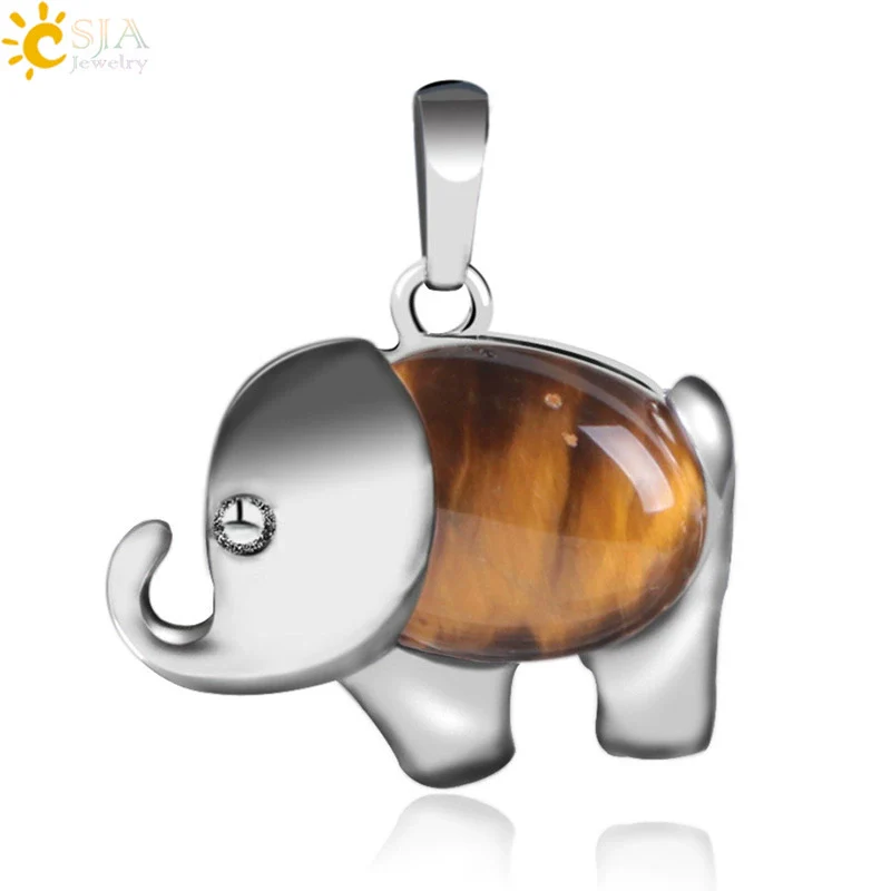 Natural Stone And Alloy Accessories Animal Shape Minimalist Jewelry Small Elephant Necklace Pendant With Electroplating - Image 8