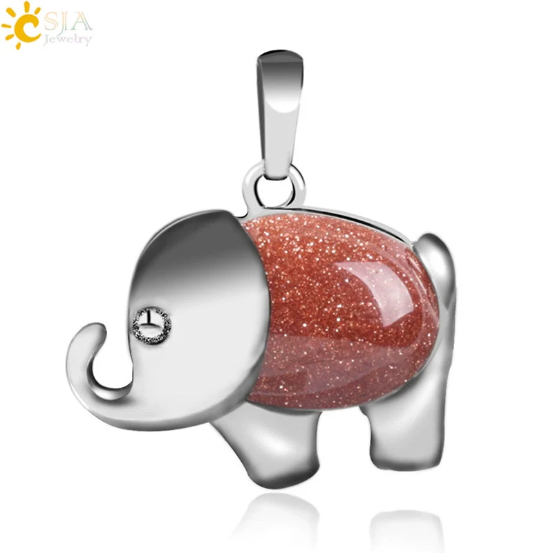 Natural Stone And Alloy Accessories Animal Shape Minimalist Jewelry Small Elephant Necklace Pendant With Electroplating - Image 9