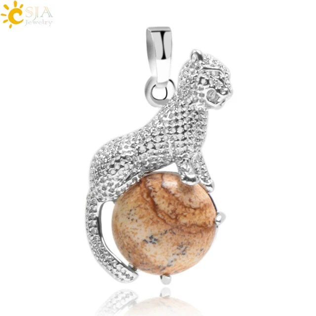Natural Stone And Copper Accessories Animal Leopard Pendant Minimalist Amethyst Multicolor Necklace Jewelry - Image 11
