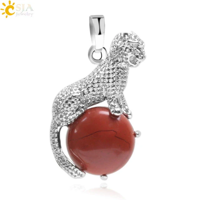 Natural Stone And Copper Accessories Animal Leopard Pendant Minimalist Amethyst Multicolor Necklace Jewelry - Image 12