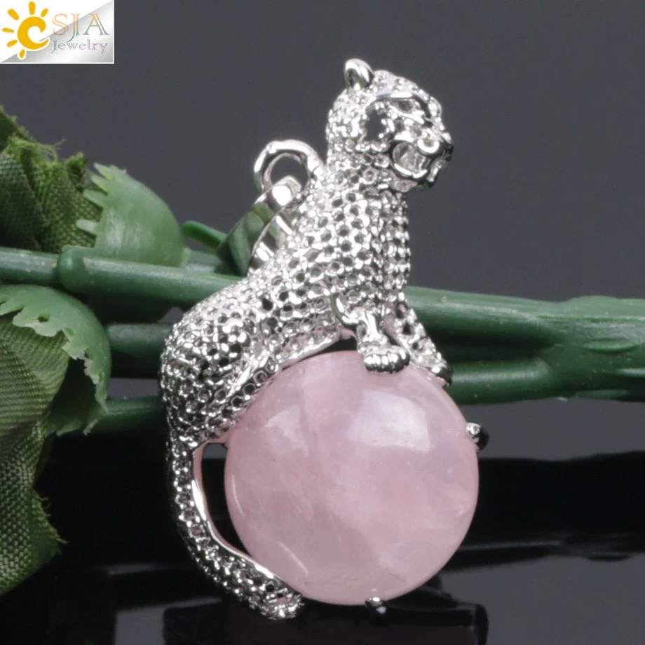 Natural Stone And Copper Accessories Animal Leopard Pendant Minimalist Amethyst Multicolor Necklace Jewelry - Image 3