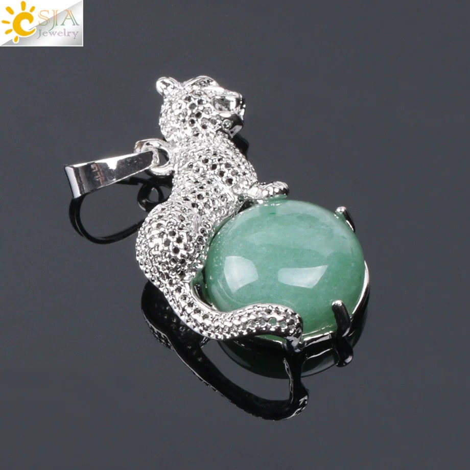 Natural Stone And Copper Accessories Animal Leopard Pendant Minimalist Amethyst Multicolor Necklace Jewelry - Image 5
