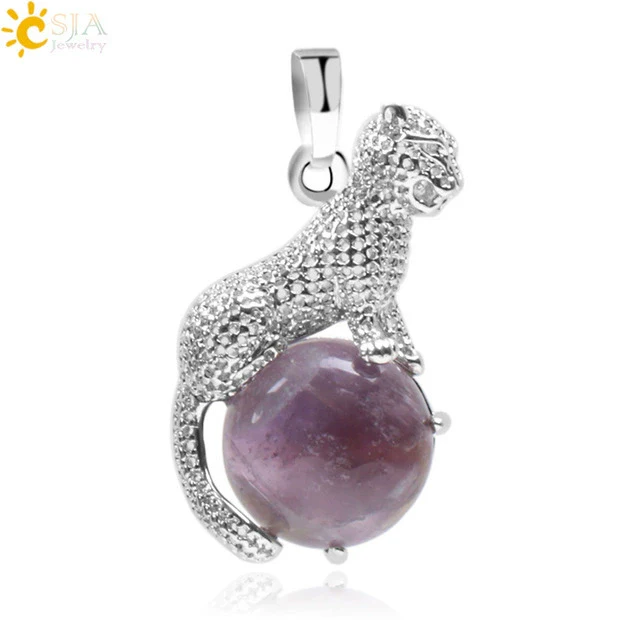 Natural Stone And Copper Accessories Animal Leopard Pendant Minimalist Amethyst Multicolor Necklace Jewelry - Image 6
