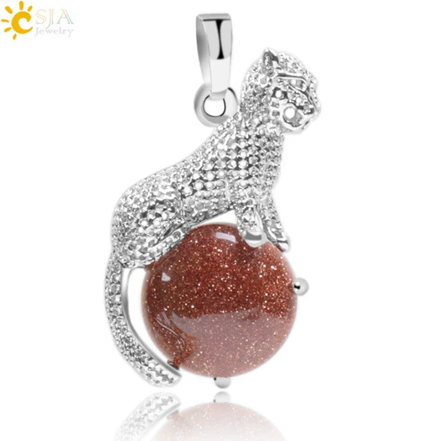 Natural Stone And Copper Accessories Animal Leopard Pendant Minimalist Amethyst Multicolor Necklace Jewelry - Image 8