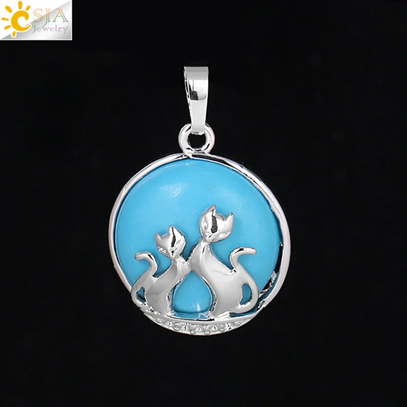 Natural Stone And Copper Accessories Double Kitty Doublesided Minimalist Necklace Pendant Jewelry For Female - Image 15
