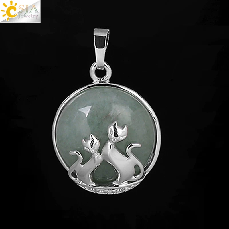 Natural Stone And Copper Accessories Double Kitty Doublesided Minimalist Necklace Pendant Jewelry For Female - Image 17
