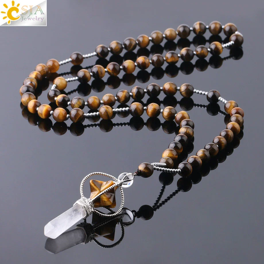 Natural Stone And Copper Accessories Minimalist Column Pendant Necklace With Rope Chain For Women - Image 9