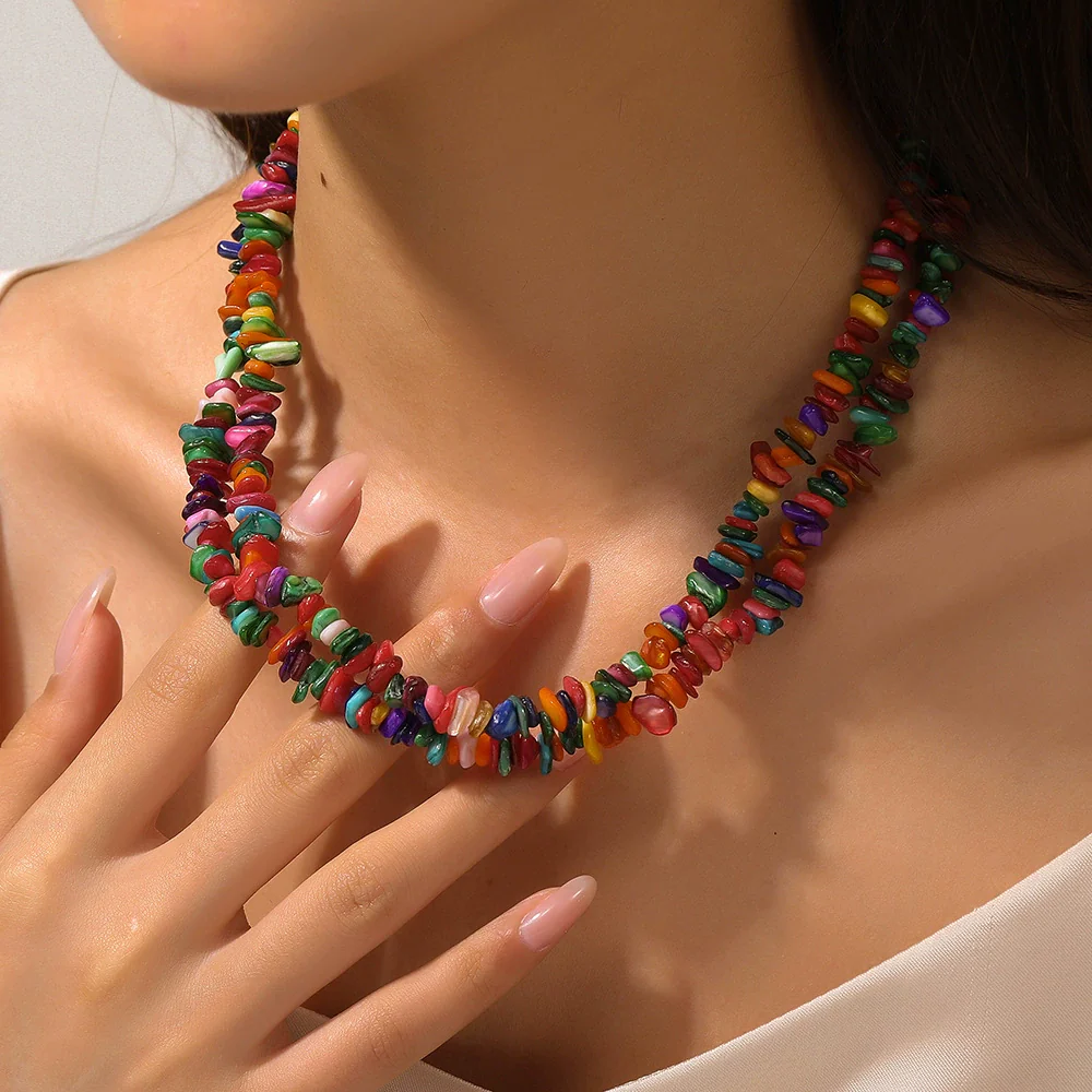 Natural Stone Gravel Geometric Irregular Crystal Clavicle O Word Chain Stainless Steel Electroplating Women's Necklace - Image 2