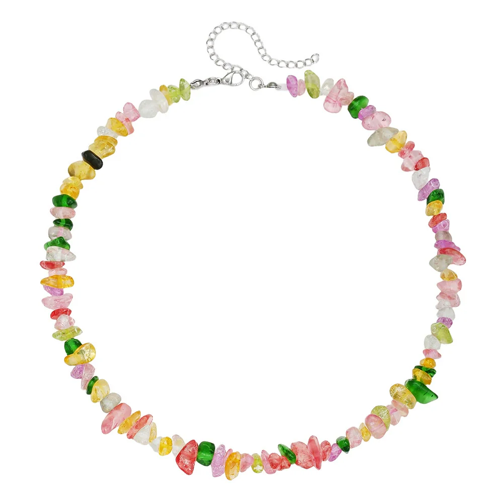Natural Stone Gravel Geometric Irregular Crystal Clavicle O Word Chain Stainless Steel Electroplating Women's Necklace - Image 6