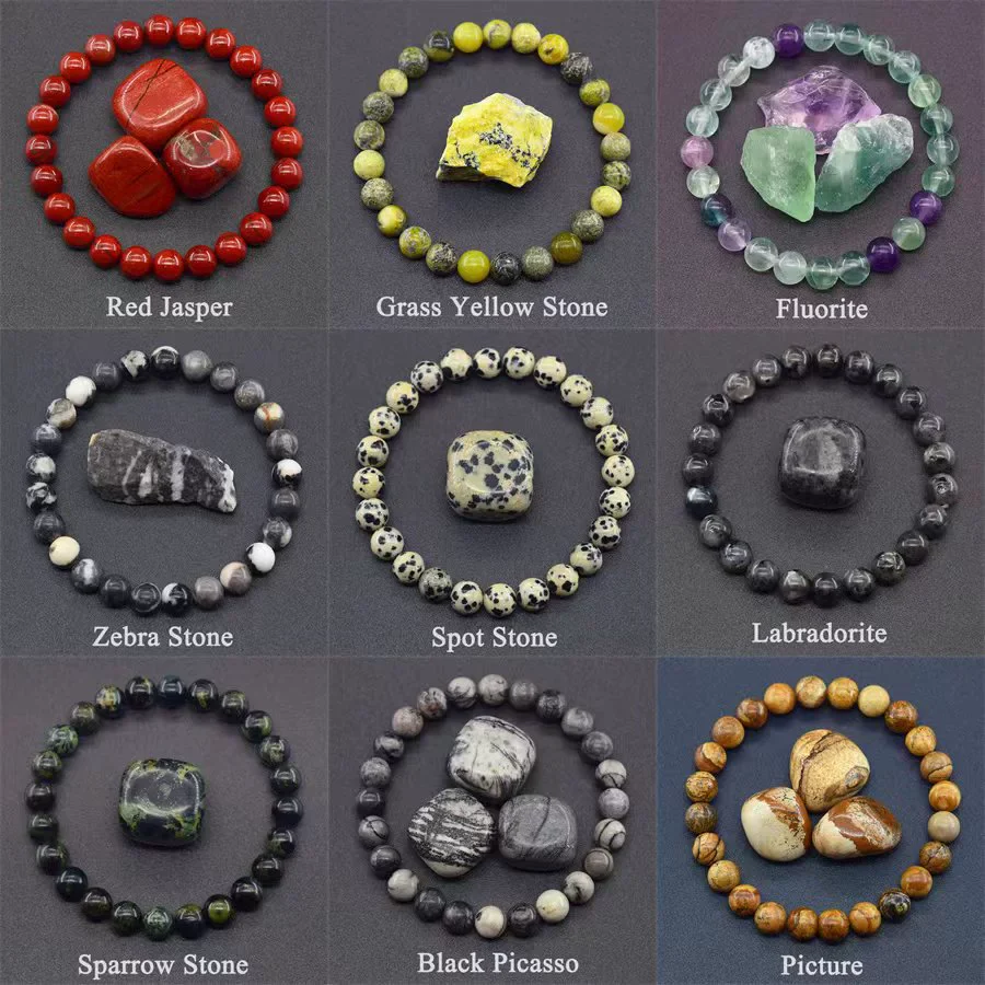 Natural Stone Handmade Unisex Animals Zodiac Mixed Color Bead Bracelet With Amethyst Tiger Eye Rose Stone Agate