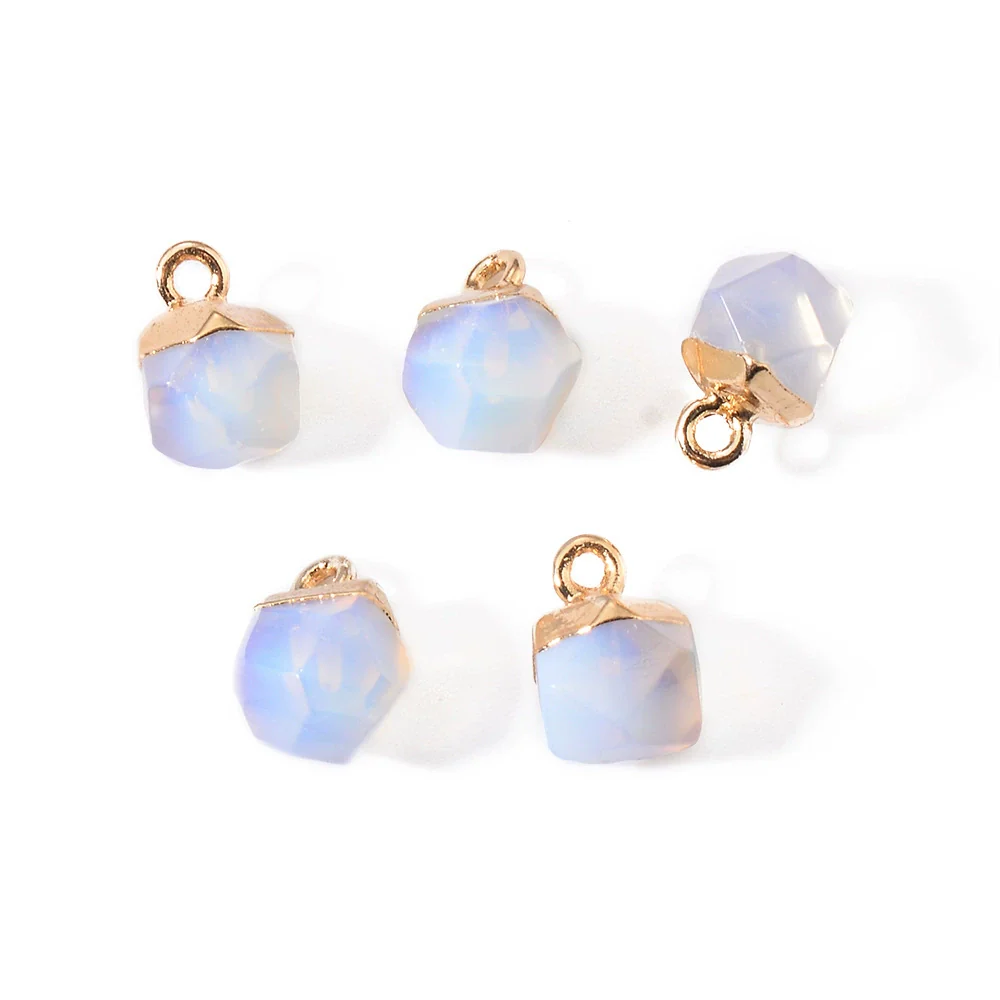 Natural Stone Square Faceted Pendant Diy Jewelry Accessories Handmade With Electroplating For Necklace Earrings - Image 7
