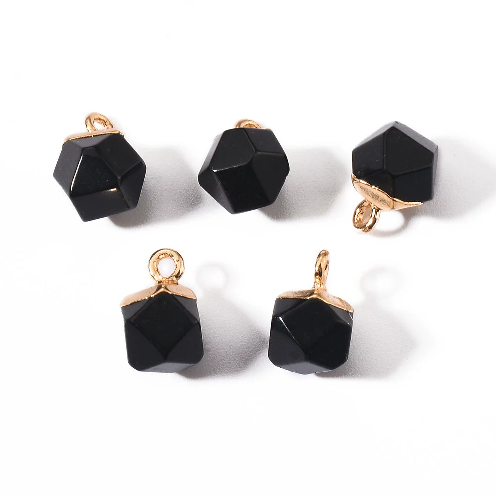 Natural Stone Square Faceted Pendant Diy Jewelry Accessories Handmade With Electroplating For Necklace Earrings - Image 8