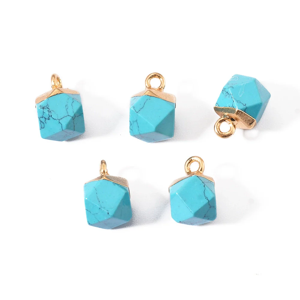 Natural Stone Square Faceted Pendant Diy Jewelry Accessories Handmade With Electroplating For Necklace Earrings - Image 9