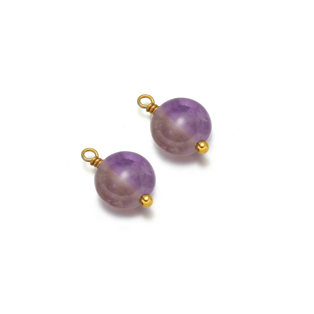 Natural Stone Stainless Steel Round Pendant Electroplated Diy Jewelry Bracelet Necklace Accessories - Image 10