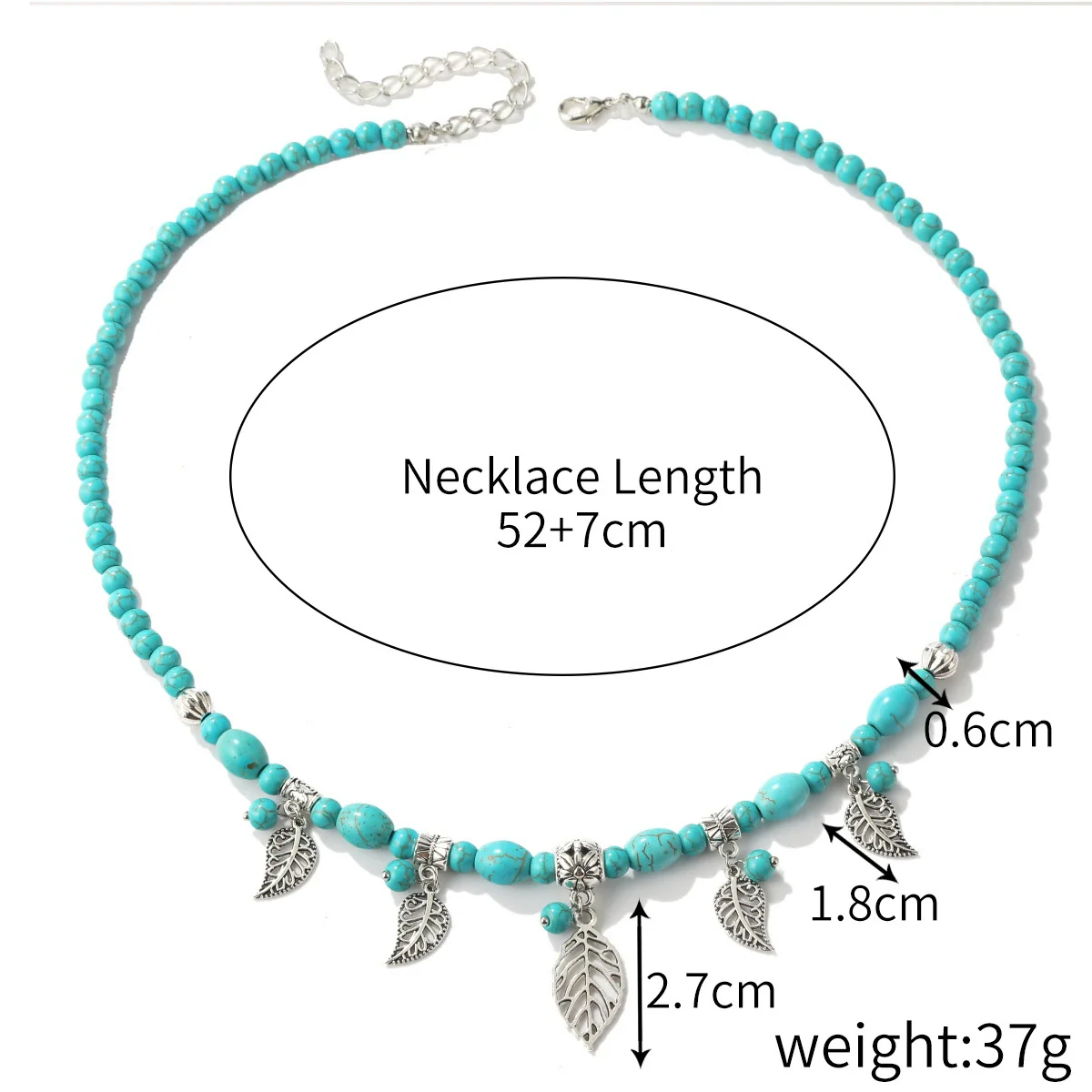 Natural Turquoise Beaded Jewelry Geometric Bohemian Style Double Layer Drop Pendant Necklace With Electroplating - Image 18