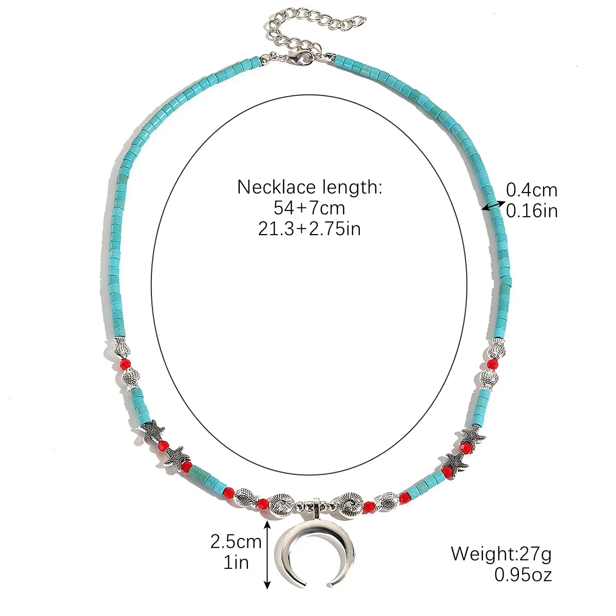 Natural Turquoise Beaded Jewelry Geometric Bohemian Style Double Layer Drop Pendant Necklace With Electroplating - Image 21