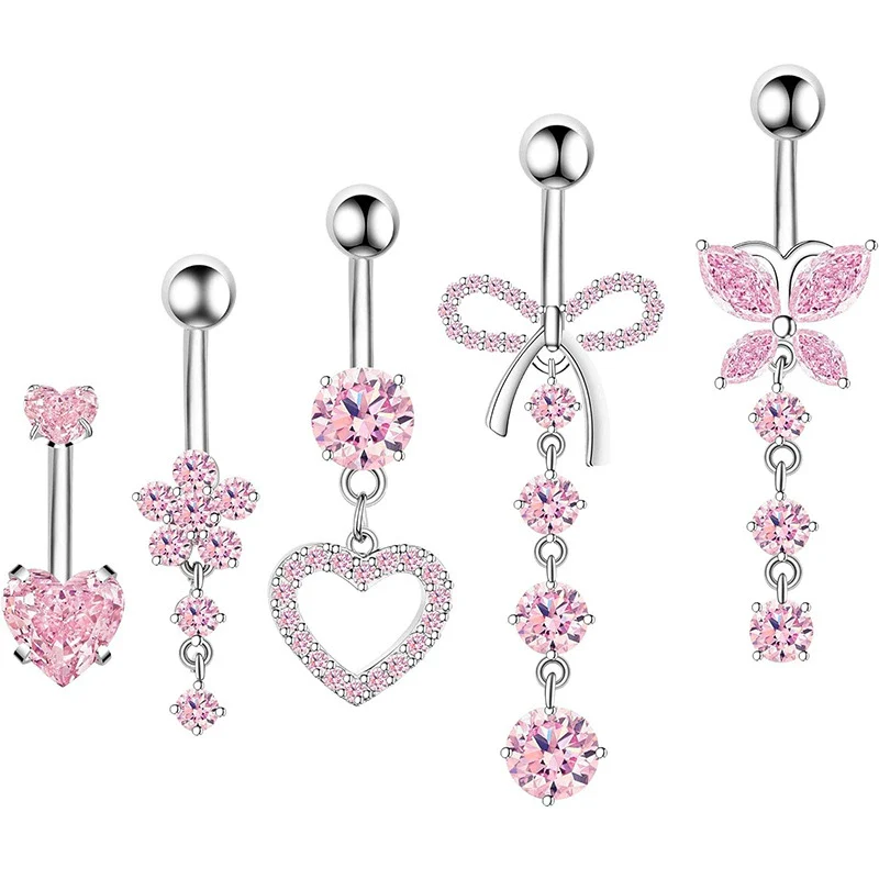 Navel Buckle Piercing Navel Nail Stainless Steel Copper With New Zircon Geometric Hip Hop Style Electroplated - Image 11