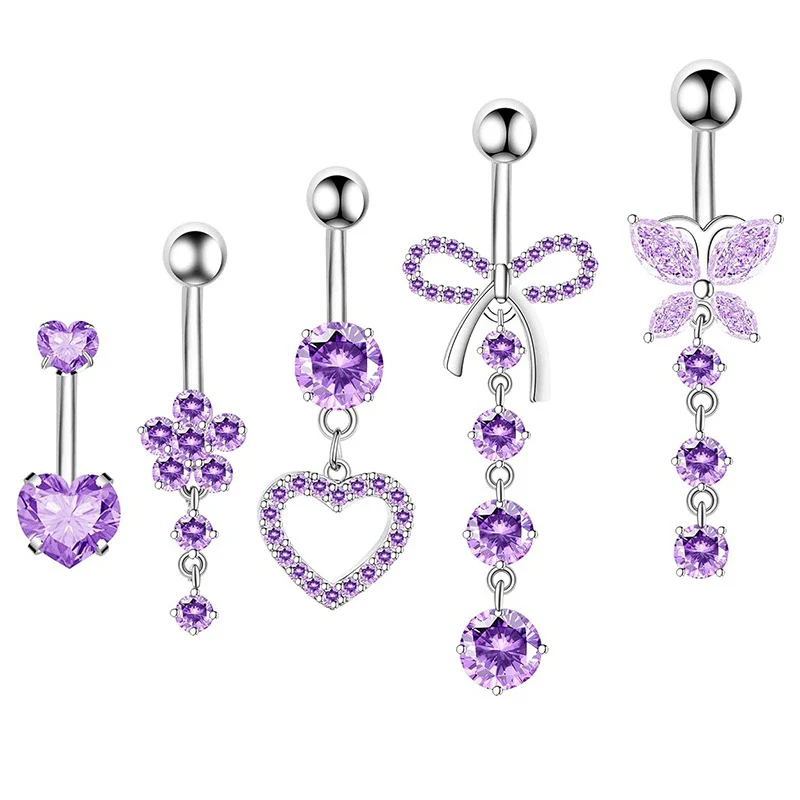 Navel Buckle Piercing Navel Nail Stainless Steel Copper With New Zircon Geometric Hip Hop Style Electroplated - Image 12