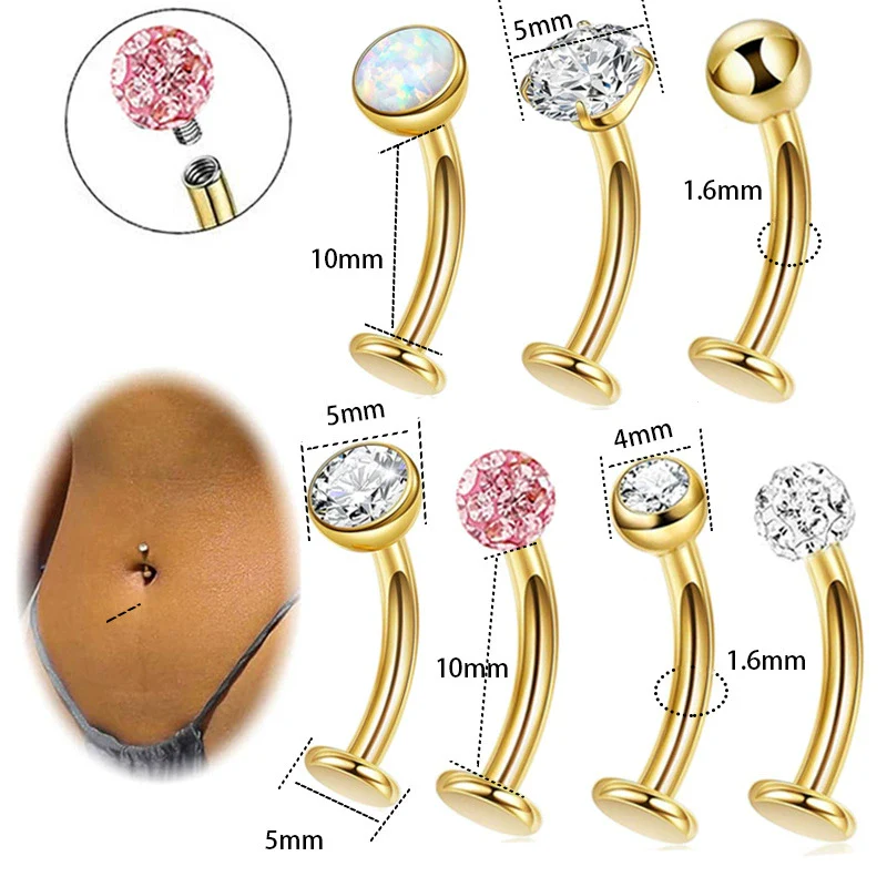Navel Piercing Stainless Steel Geometric Style Electroplating Multidiamond Unisex - Image 2