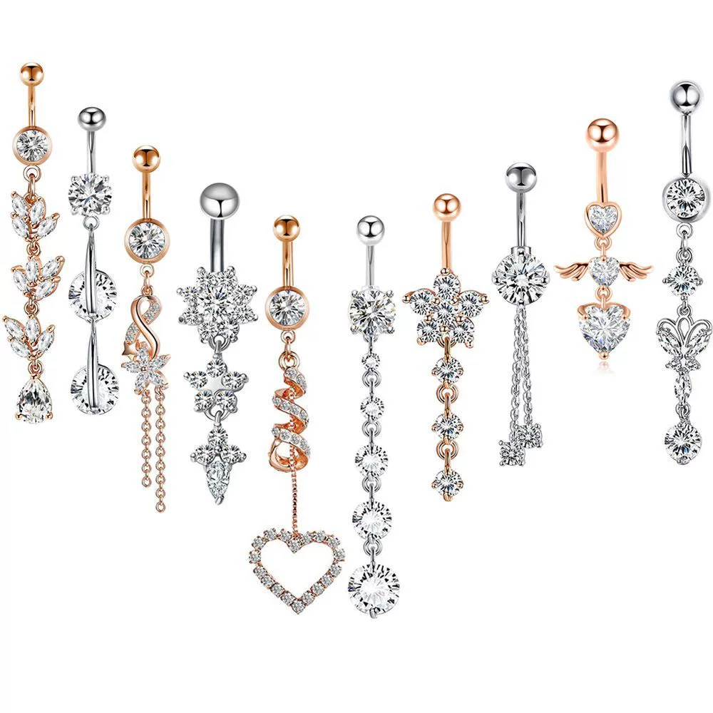 Navel Ring Set Stainless Steel Bow Style Body Piercing Jewelry