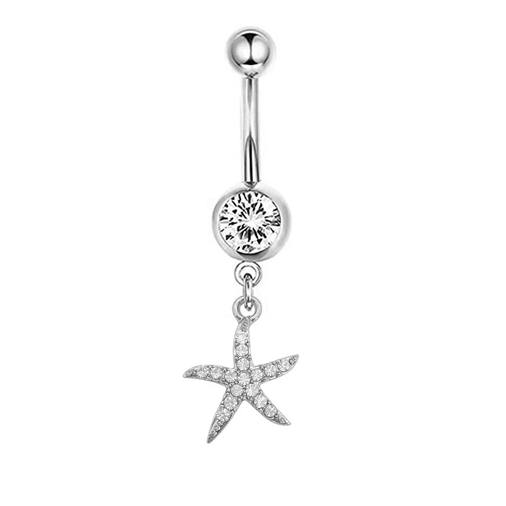 Navel Ring Stainless Steel Heartshaped Butterfly Pendant Electroplating Women's Jewelry - Image 16