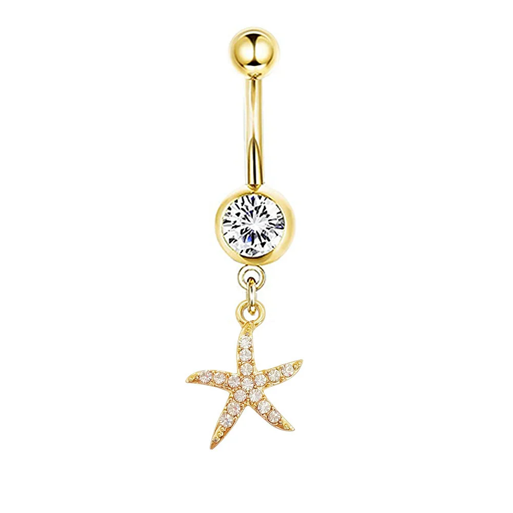 Navel Ring Stainless Steel Heartshaped Butterfly Pendant Electroplating Women's Jewelry - Image 17