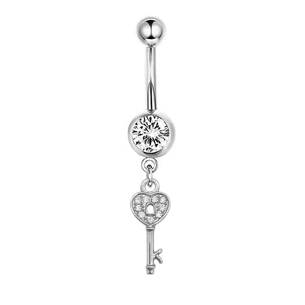 Navel Ring Stainless Steel Heartshaped Butterfly Pendant Electroplating Women's Jewelry - Image 18