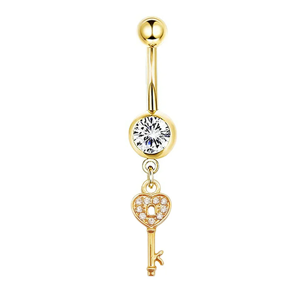 Navel Ring Stainless Steel Heartshaped Butterfly Pendant Electroplating Women's Jewelry - Image 19