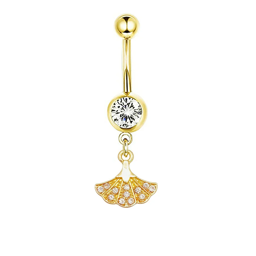 Navel Ring Stainless Steel Heartshaped Butterfly Pendant Electroplating Women's Jewelry - Image 21