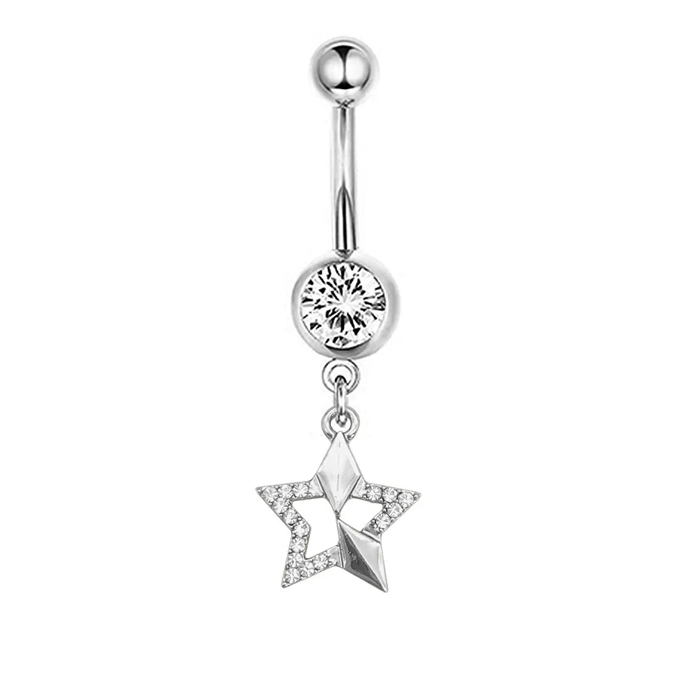 Navel Ring Stainless Steel Heartshaped Butterfly Pendant Electroplating Women's Jewelry - Image 26