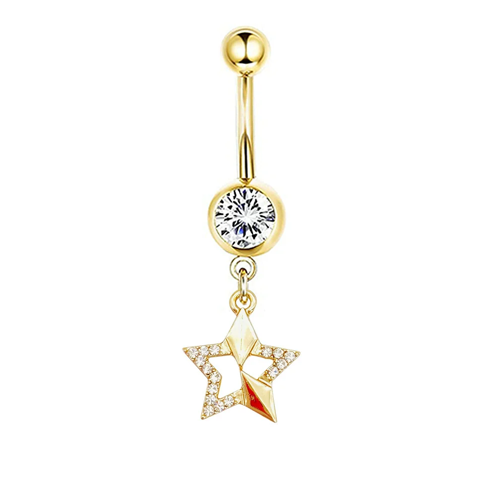 Navel Ring Stainless Steel Heartshaped Butterfly Pendant Electroplating Women's Jewelry - Image 27