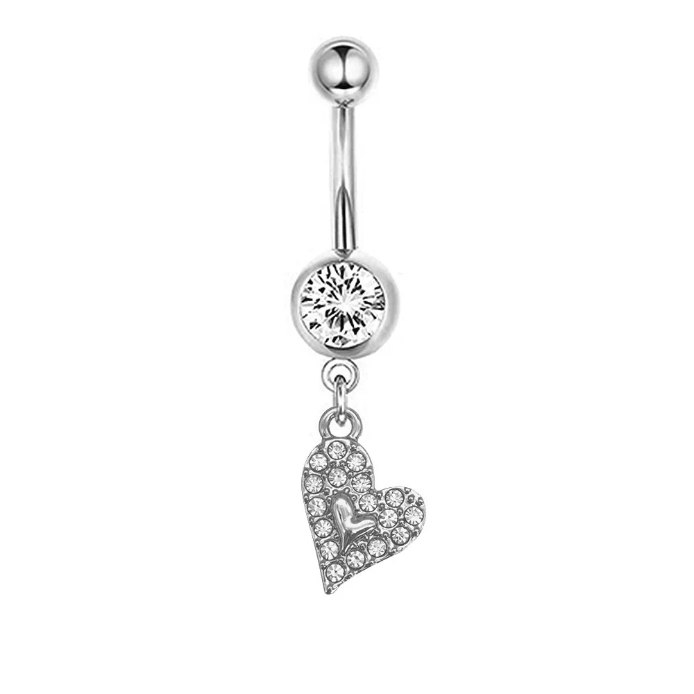 Navel Ring Stainless Steel Heartshaped Butterfly Pendant Electroplating Women's Jewelry - Image 28