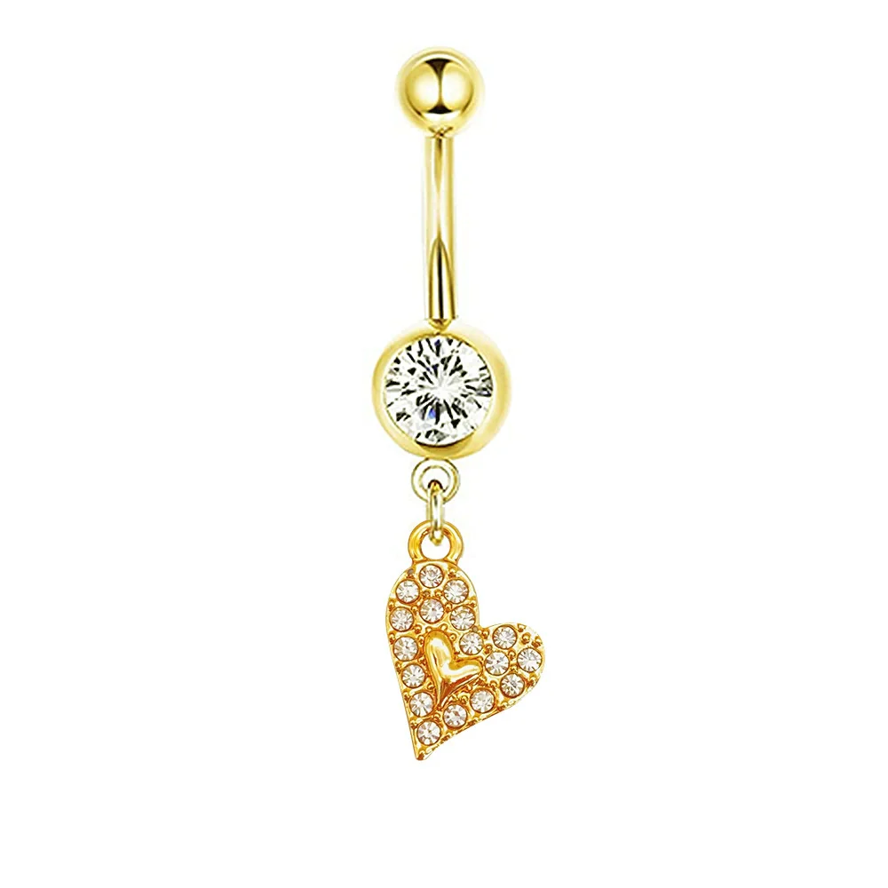 Navel Ring Stainless Steel Heartshaped Butterfly Pendant Electroplating Women's Jewelry - Image 29